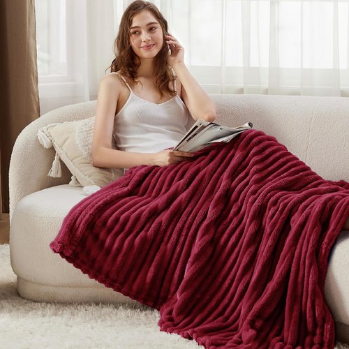 Bedsure GentleSoft Red Fleece Blanket - Cozy, Soft Throw for Couch | Perfect 60x80 Inches Size