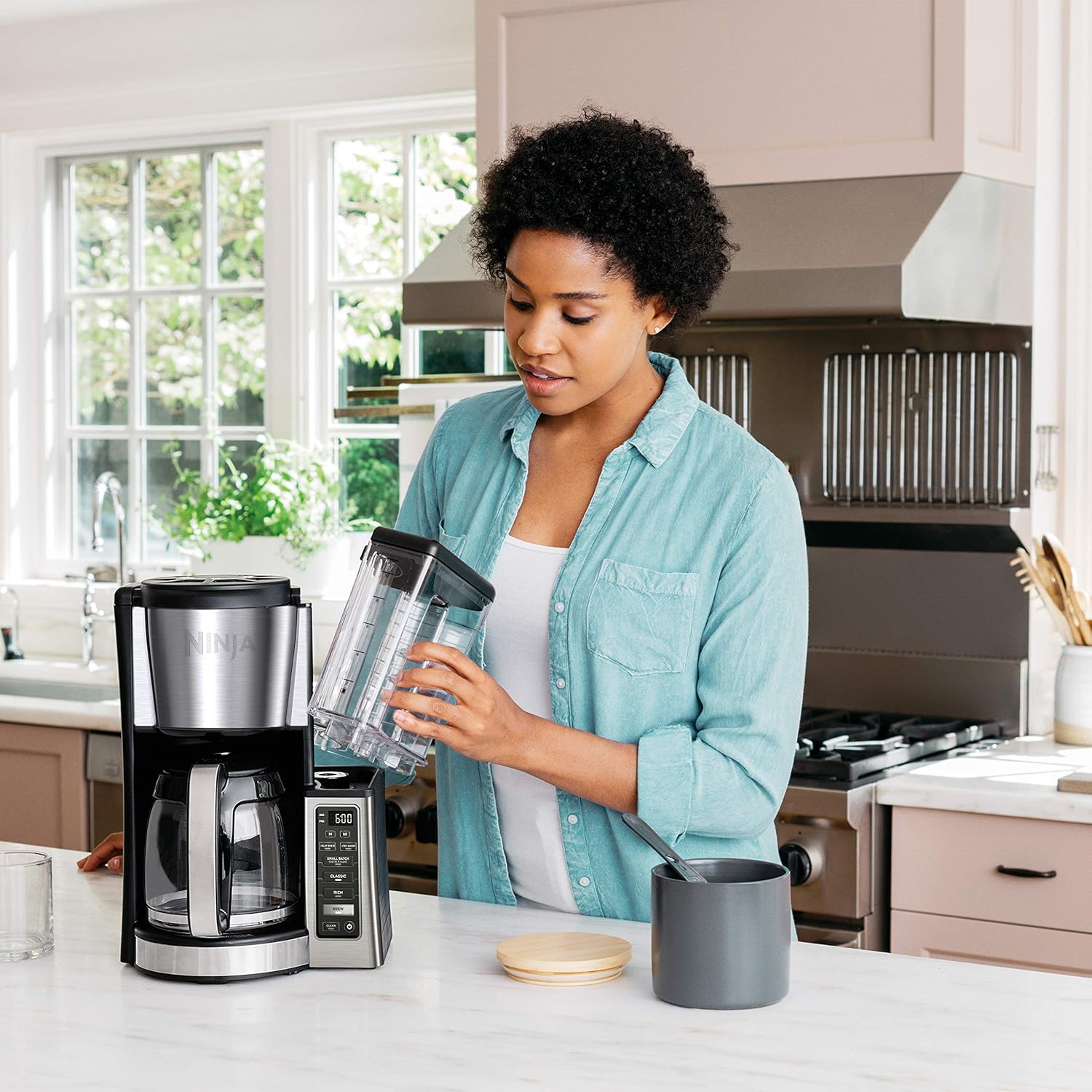 Ninja 12-Cup Programmable Coffee Maker - Refurbished Brewer with 60 oz Capacity, Black/Stainless Steel
