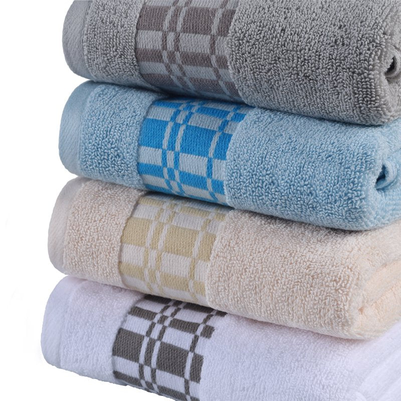 Navy Blue Cotton Towel Set - 6-Piece Embroidered Bath Towels with Geometric Pattern - Superior Larissa