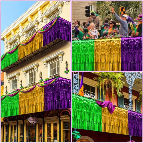 6 Pack Mardi Gras Table Skirt Decorations 30x118 Inch, Mardi Gras Purple Gold and Green Metallic Foil Fringe Tinsel Table Skirts, Mardi Gras Table Decorations for Mardi Gras Carnival Party Supplies
