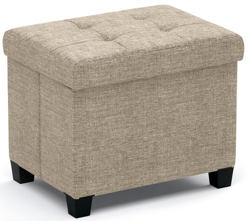 Ornavo Home Storage Ottoman Small Rectangle Ottoman with Legs, Foot Rest Stool Seat, Load up to 600 LB, for Living Room, Bedroom, Home Office, Dorm - 12 x 16 x 12, Tan