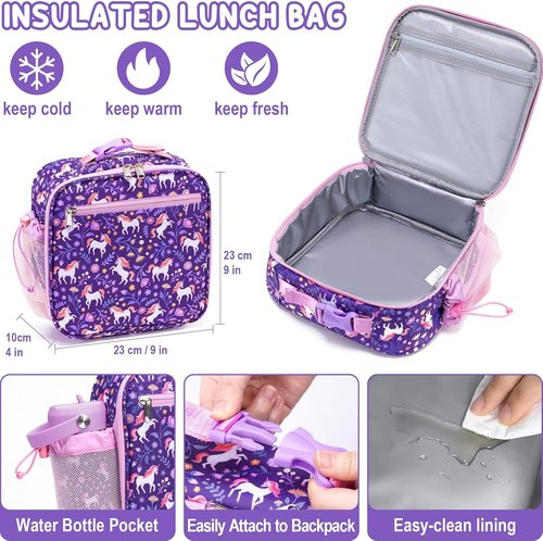 Fimibuke Kids Bento Lunch Box - Leakproof Insulated Food Jar & Utensils | BPA-Free, 3-4 Compartments