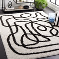 SAFAVIEH Norway Shag Collection Accent Rug - 4' x 6', Ivory & Black, Modern Design, Non-Shedding & Easy Care, 1.2-inch Thick Ideal for High Traffic Areas in Entryway, Living Room, Bedroom (NOR202A)