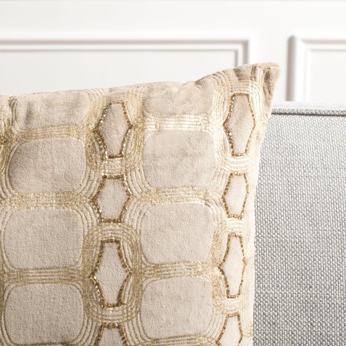 SAFAVIEH Adalie Throw Pillow, 12"x22", Beige/Gold