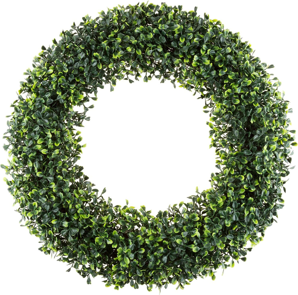 Pure Garden 19.5-Inch Boxwood Wreath - UV Resistant Artificial Decor for All Seasons | Indoor/Outdoor Use