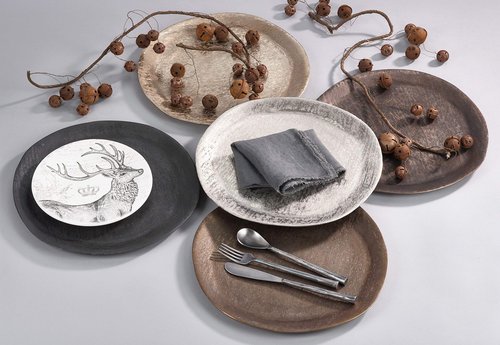 SARO LIFESTYLE CH496.GP13R Brossé Collection Brushed Aluminum Chargers (Set of 4) 13" Graphite