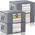 Skiennix 90L Large Storage Bags - 4 Pack Foldable Closet Organizers with Durable Handles | Grey