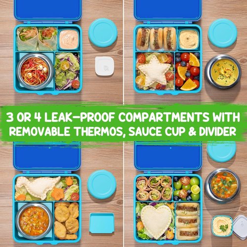 Fimibuke Bento Box - BPA-Free & Leakproof Lunch Container with Insulated Food Jar | 3-4 Compartments for Kids