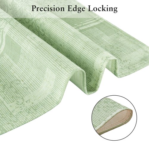 LilyCat Linen Fabric Floral Placemats, Green Stripes Durable Boho Dining Table Mats for Kitchen, Rustic Vintage Washable Place Mats Set of 6, 18’’× 12’’