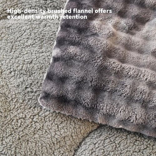 PAJEO Flannel Sherpa Comforter Set Full Size, Soft Warm Reversible Plush Bedding Comforter with 2 Pillow Shams, Cozy Fluffy Blanket for Winter, All Season Bedroom Bedding Set