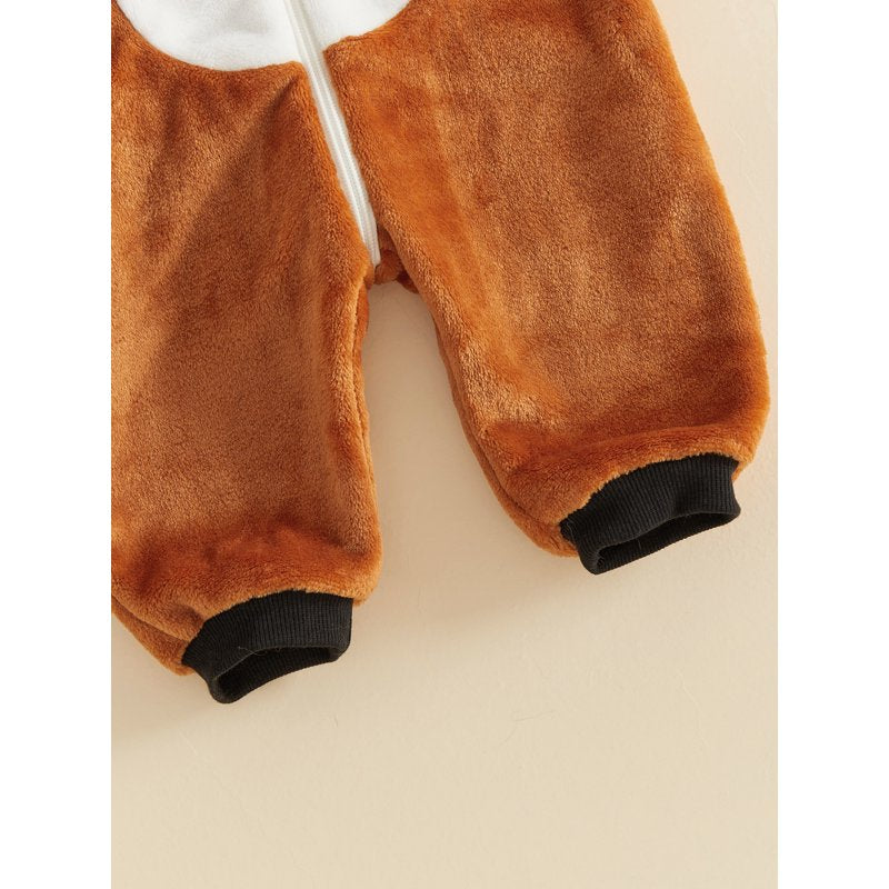 Toddler Baby Horse Costume - Brown Plush Jumpsuit for 3-4 Years Halloween Cosplay