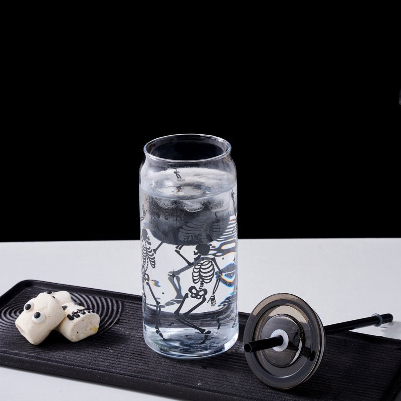 Halloween Dancing Skeleton 20oz Glass Can Sipper Set - 2 Pack