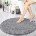 OLANLY 30-Inch Round Bathroom Rug - Extra Soft Chenille Bath Mat, Quick Dry & Machine Washable, Grey