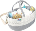 Extra Large Baby Diaper Caddy Organizer - Portable Rope Nursery Basket for Diapers & Wipes