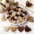 Vercraft 24 Pcs Neutral Valentine's Day Heart Rattan Ornaments 2.75 Inch Valentine Wicker Rattan Heart DIY Farmhouse Vase Bowl Fillers for Valentines Wedding Xmas Tree Ornament Baby Shower Party Decor