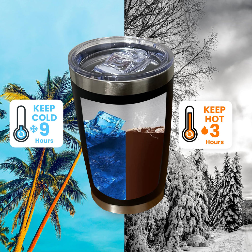THE BALD BIRD 20oz Stainless Steel Double Wall Vacuum Tumbler, Hot & Cold (1, Black)