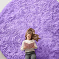 OLANLY Purple Round Area Rug - Soft, Fluffy, Machine Washable 9 ft Circle Carpet for Bedrooms & Nurseries