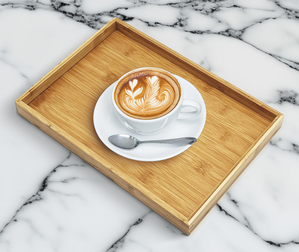 Natural Bamboo Serving Tray Platter 13 x 9 Rectangular, Bamboo