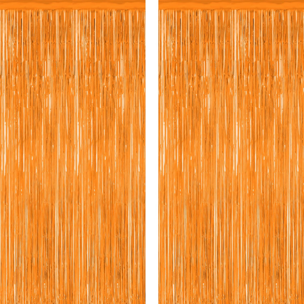 Skiennix 2 Pack Backdrop Curtains - 3.28 FT x 7.05 FT Orange Tinsel Foil Curtains for Parties & Events