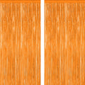 Skiennix 2 Pack Backdrop Curtains - 3.28 FT x 7.05 FT Orange Tinsel Foil Curtains for Parties & Events