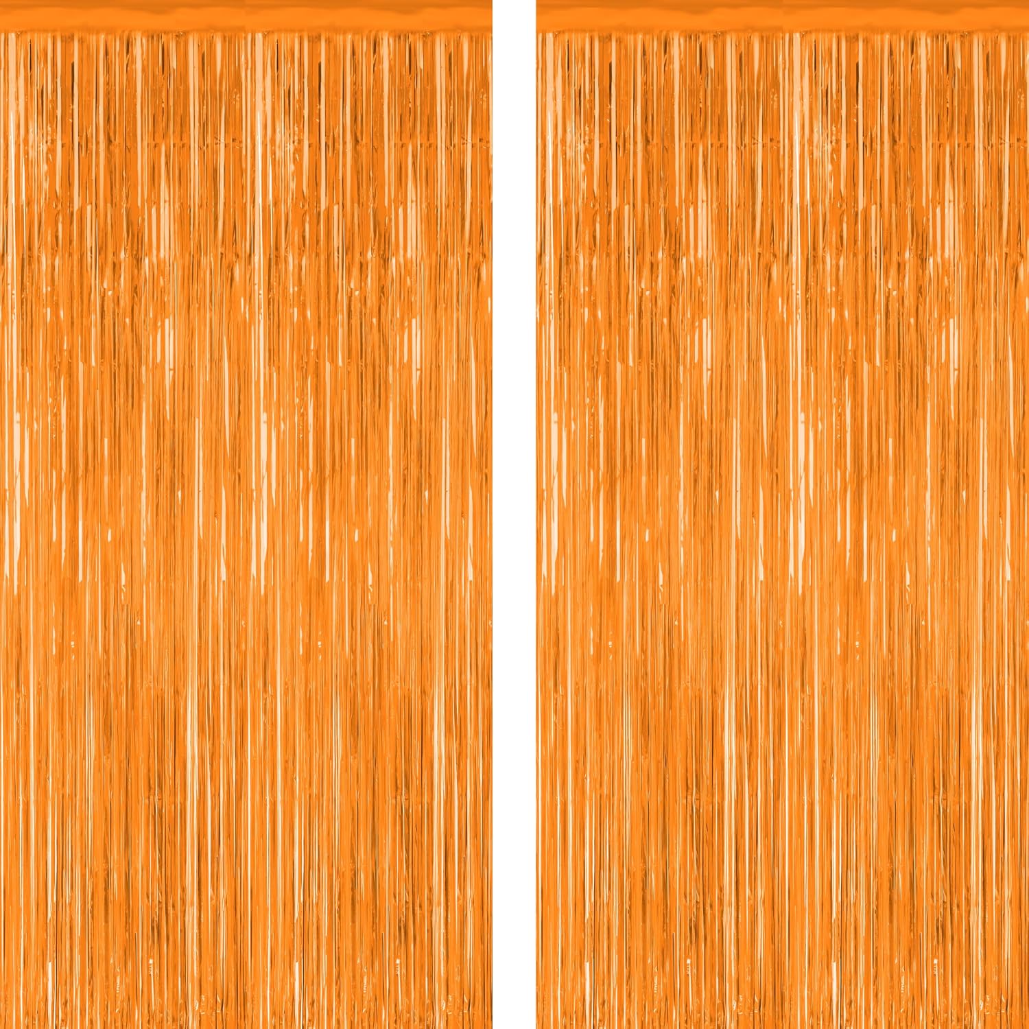 Skiennix 2 Pack Backdrop Curtains - 3.28 FT x 7.05 FT Orange Tinsel Foil Curtains for Parties & Events