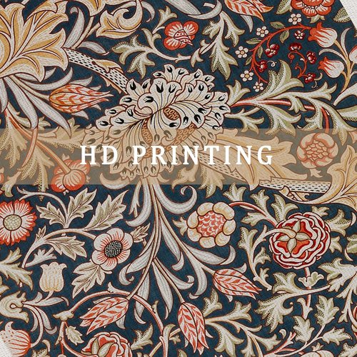 MIDEFINCH Vintage Floral Scroll Textile Print Poster - Retro Botanical Wall Art | 16x23 Inch with Wooden Hanger
