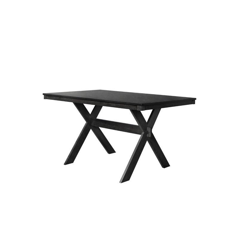 Rectangular Dining Table - Black Split-Top Design with X-Shaped Base