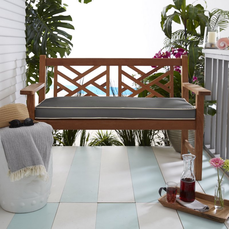 Charcoal Grey Indoor/Outdoor Bench Cushion - Corded