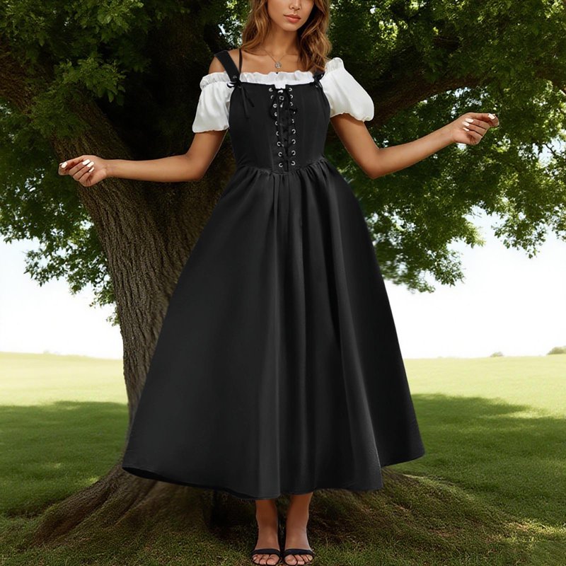 Women Lace Up Renaissance Dress S - Victorian Victorian Gothic Halloween Gown