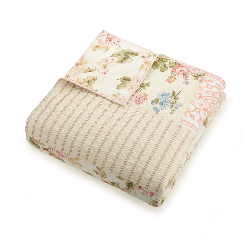 Pink Floral Cotton Quilt Full Size - Breathable Sweet Blooms Collection - Variation of F/QN, Blossoms