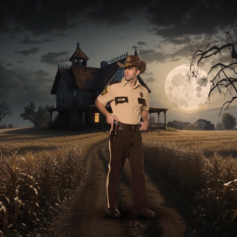 Adult Large Beige Walking Dead Rick Grimes Sheriff Costume - Halloween Cosplay