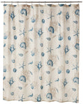 Bayside Print Cotton Fabric Long Shower Curtain, Coastal Shower Curtains for Bathroom, 72 X 72, Blue