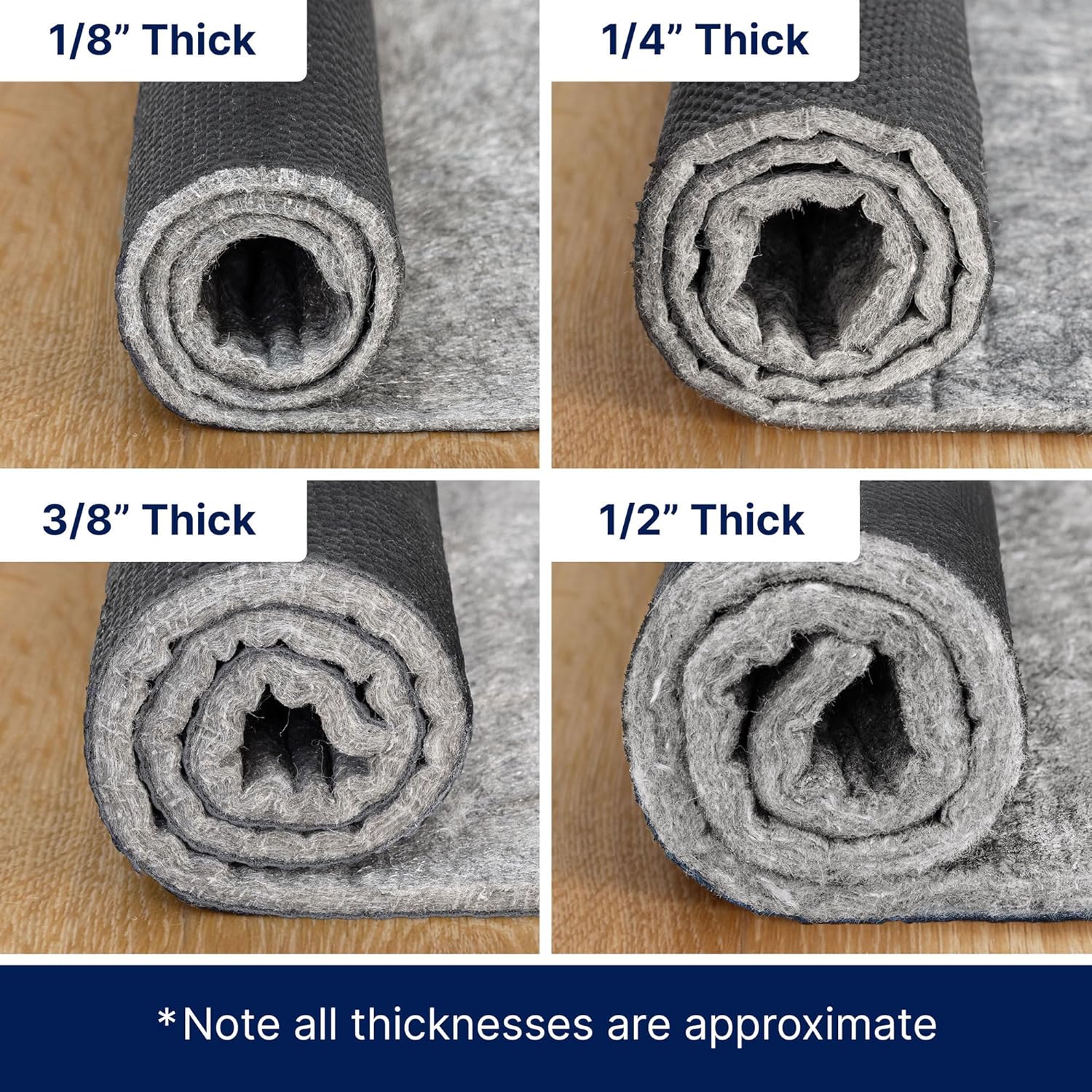 RUGPADUSA - Non-Slip Rug Pad - 9'x12' - 1/2" Thick Felt + Rubber - Comfort & Protection for Hard Floors