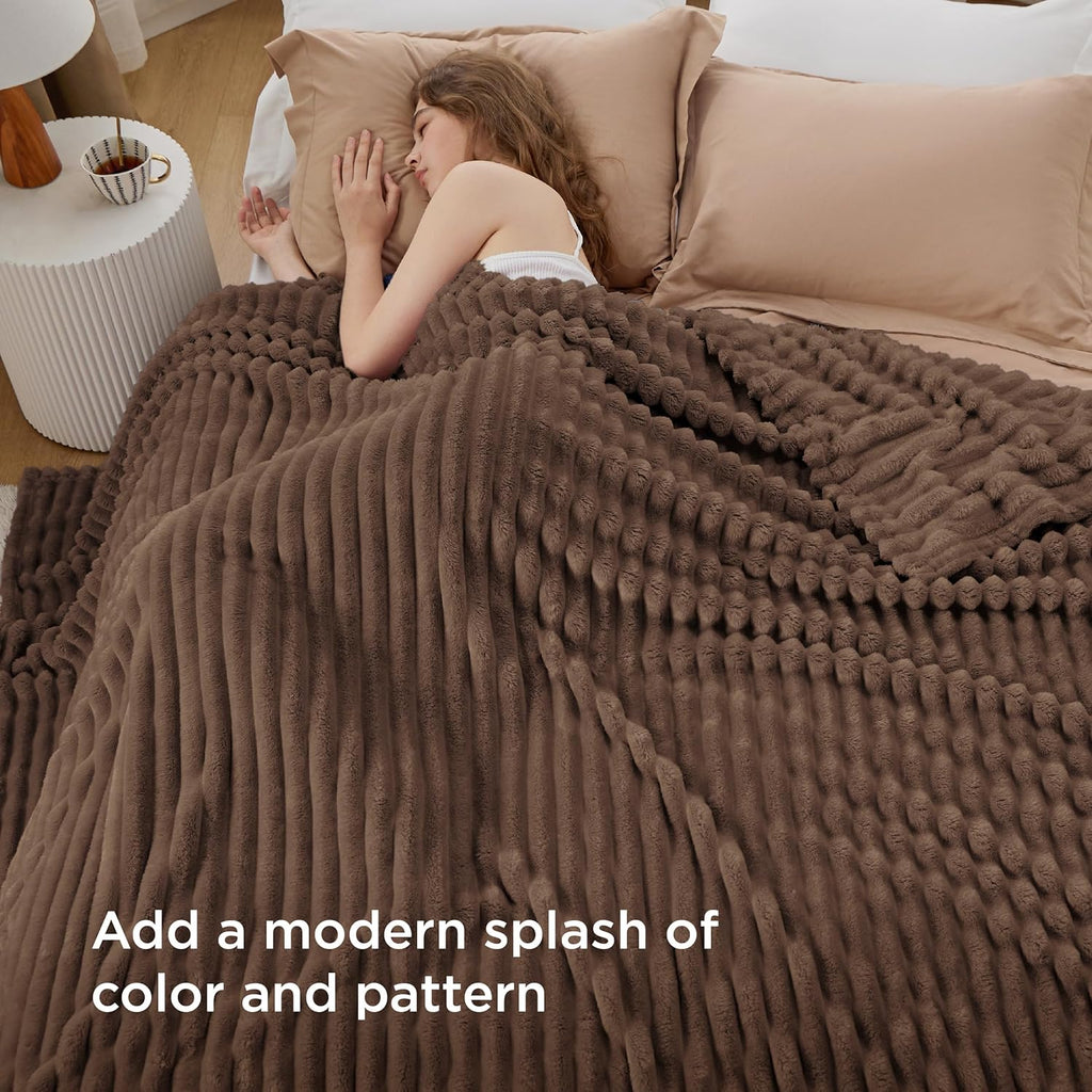 Bedsure GentleSoft Fleece Blanket - Cozy Brown Throw for Couch, Perfect for Women & Girls | 90x90 Inches