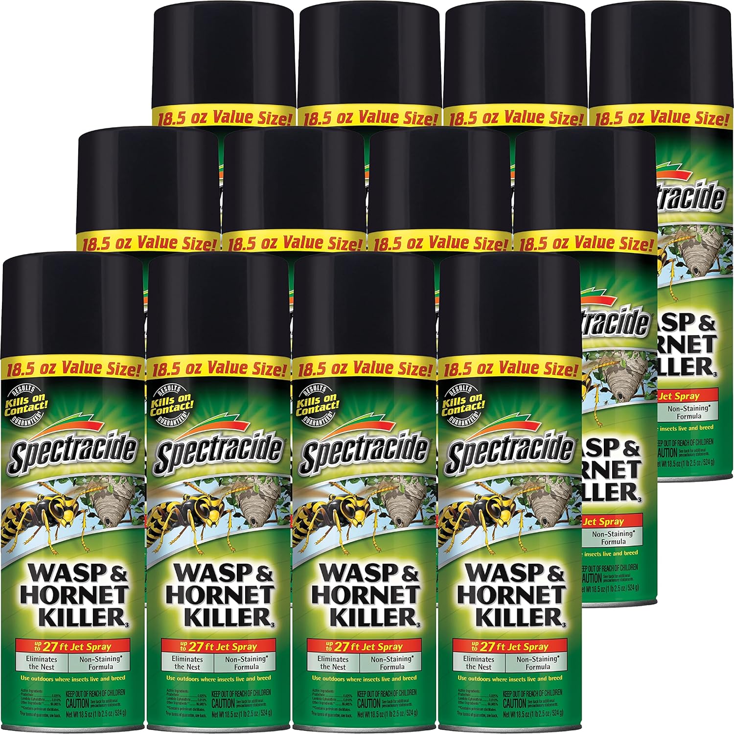 Spectracide Wasp & Hornet Killer Aerosol - Instant Kill for Wasps, Hornets & Yellow Jackets | 12 Pack