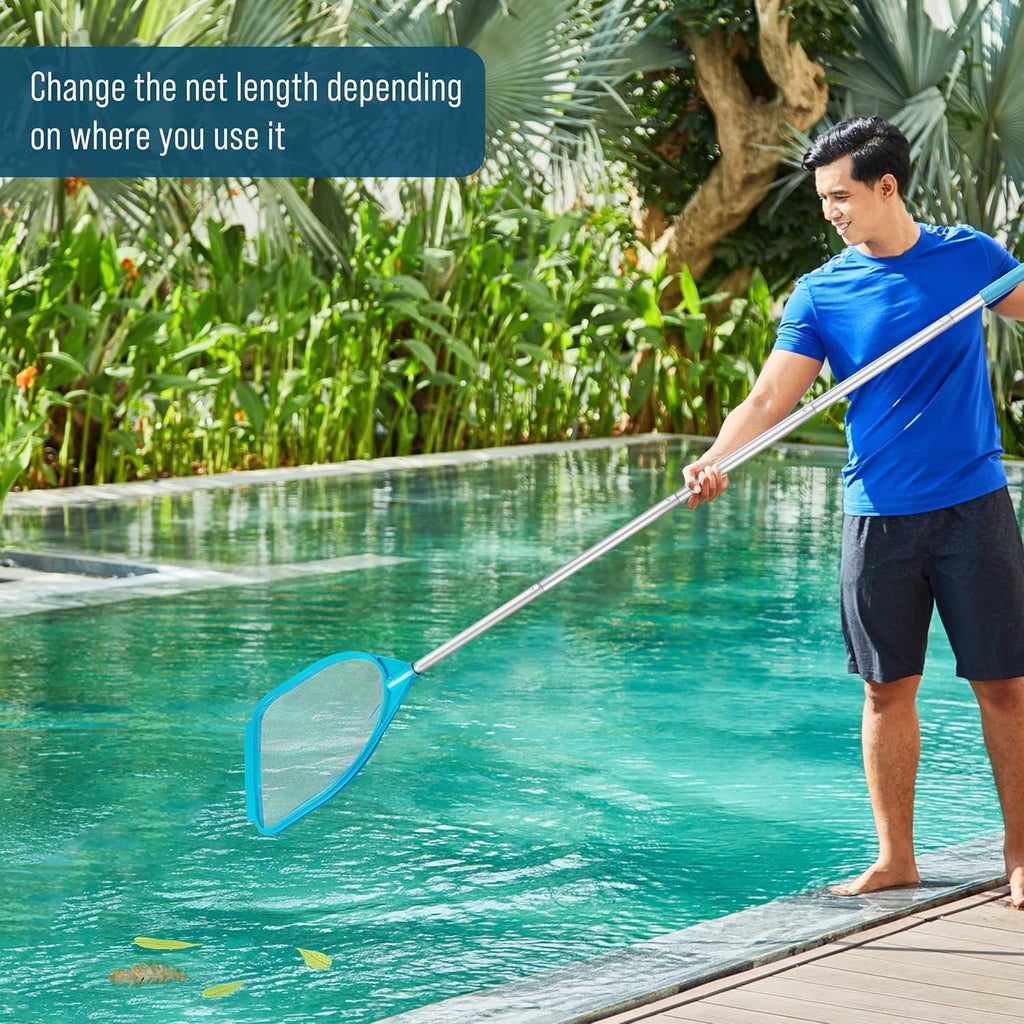 U.S. Pool Supply Pool Skimmer Net - Handheld Fine Mesh for Spa & Hot Tub Cleaning | Adjustable 32" to 5' Length