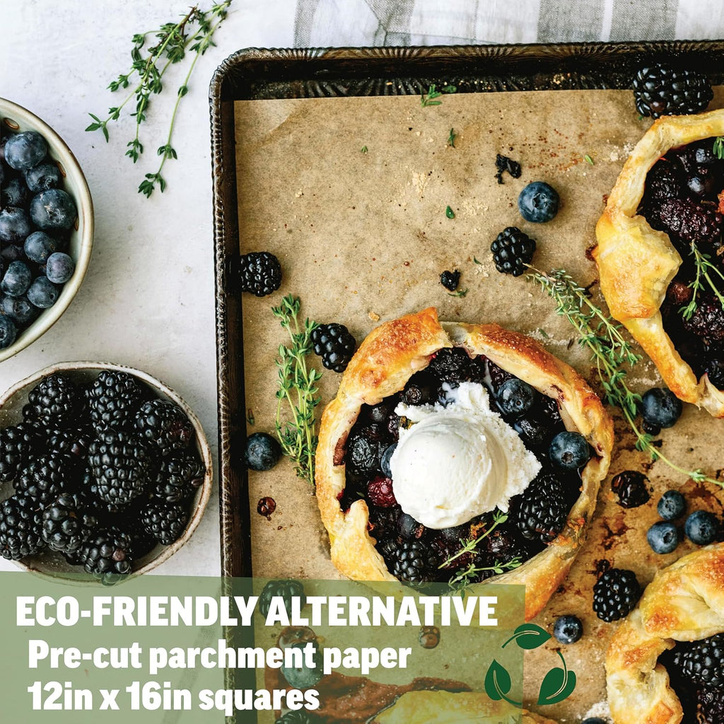Zenlogy Parchment Paper Sheets - Unbleached, Non-Stick, High Heat | 12x16 Inches, 100 Sheets for Baking
