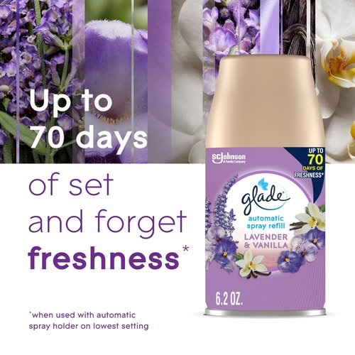 Glade Automatic Spray Refill, Air Freshener for Home and Bathroom, Lavender & Vanilla, 6.2 Oz
