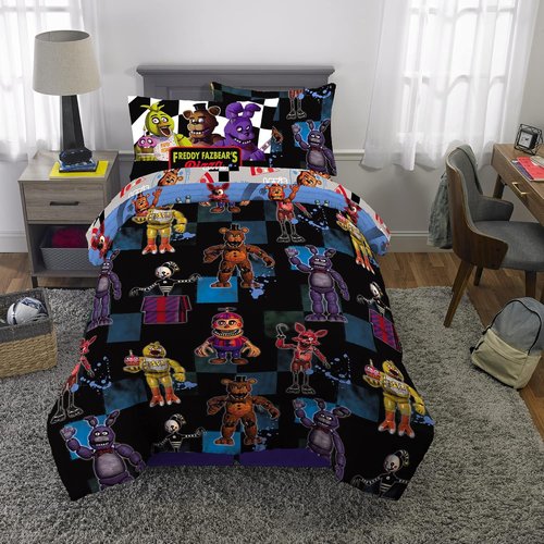 Franco Kids Bedding | Super Soft Comforter & Sheet Set with Sham - 5 Piece Twin Size, Five Nights At Freddy's