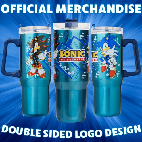 Get Trend Sonic the Hedgehog Insulated Tumbler with Straw for Kids, 32 oz Reusable Stainless Steel Cup for Hot Cold Drinks, Travel Mug, Gifts for Kids (Blue Sonic/Shadaw)
