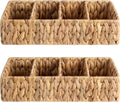 StorageWorks Wicker Storage Baskets - 4-Section Natural Water Hyacinth Organizers | 2-Pack