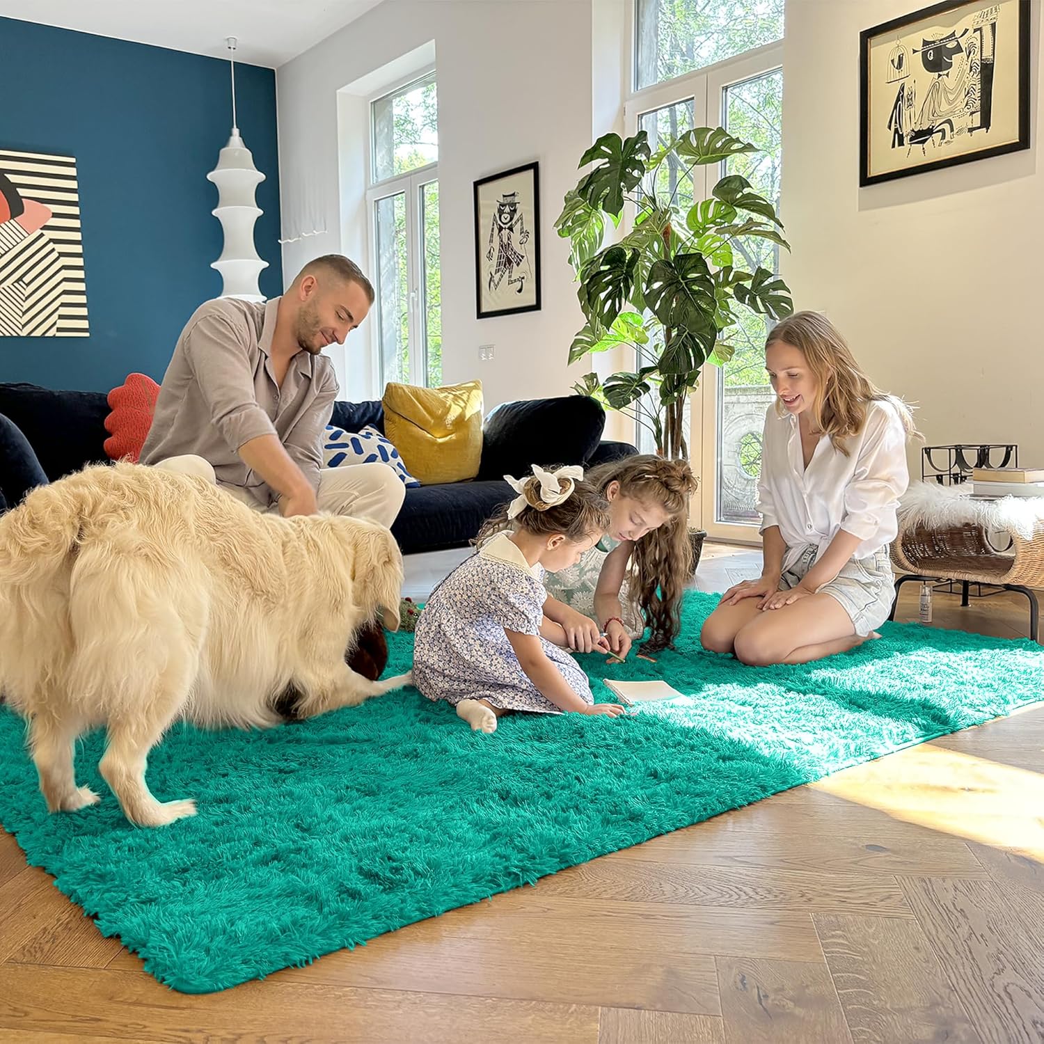 OLANLY Runner Rugs - Soft, Machine Washable Shaggy Design for Hallway & Bedroom | Teal Green 2x6 ft