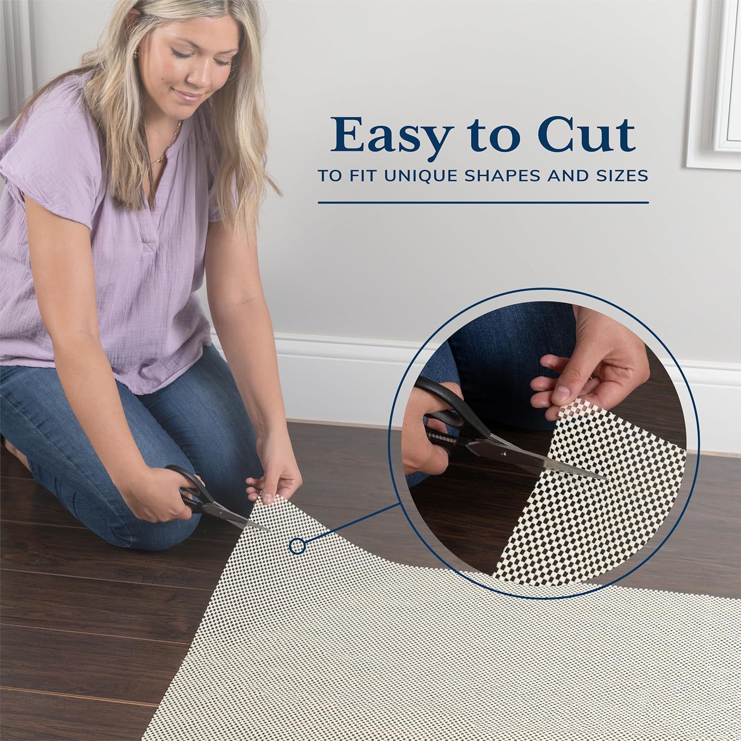 Veken Rug Pad Gripper - Non-Slip Thick Pads for Hardwood & Tile Floors | 4x5 Ft Anti-Skid Mat