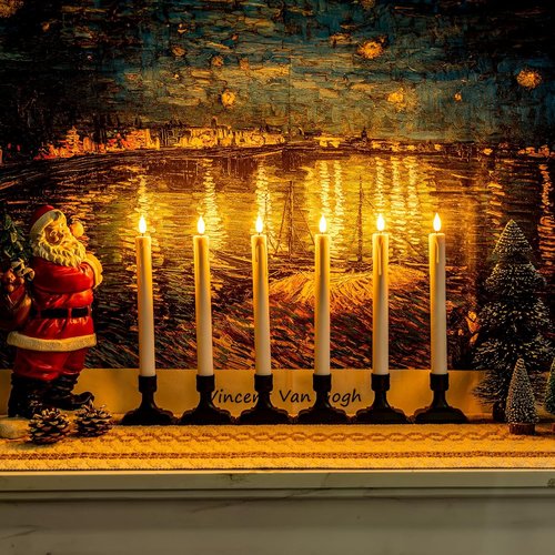 Homemory 6 Pcs Battery Operated Window Candles - Remote Timer Dimmer & Holders | White LED Xmas Decor