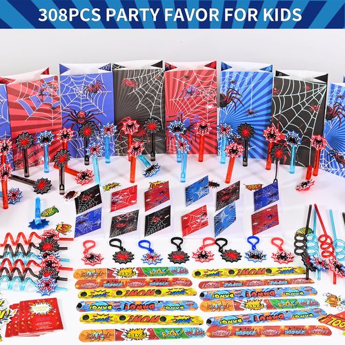 Rinfoeti 308Pcs Party Decorations Favors Supplies, Goodie Bags Fillers Stuffers for Kids Birthday Gifts