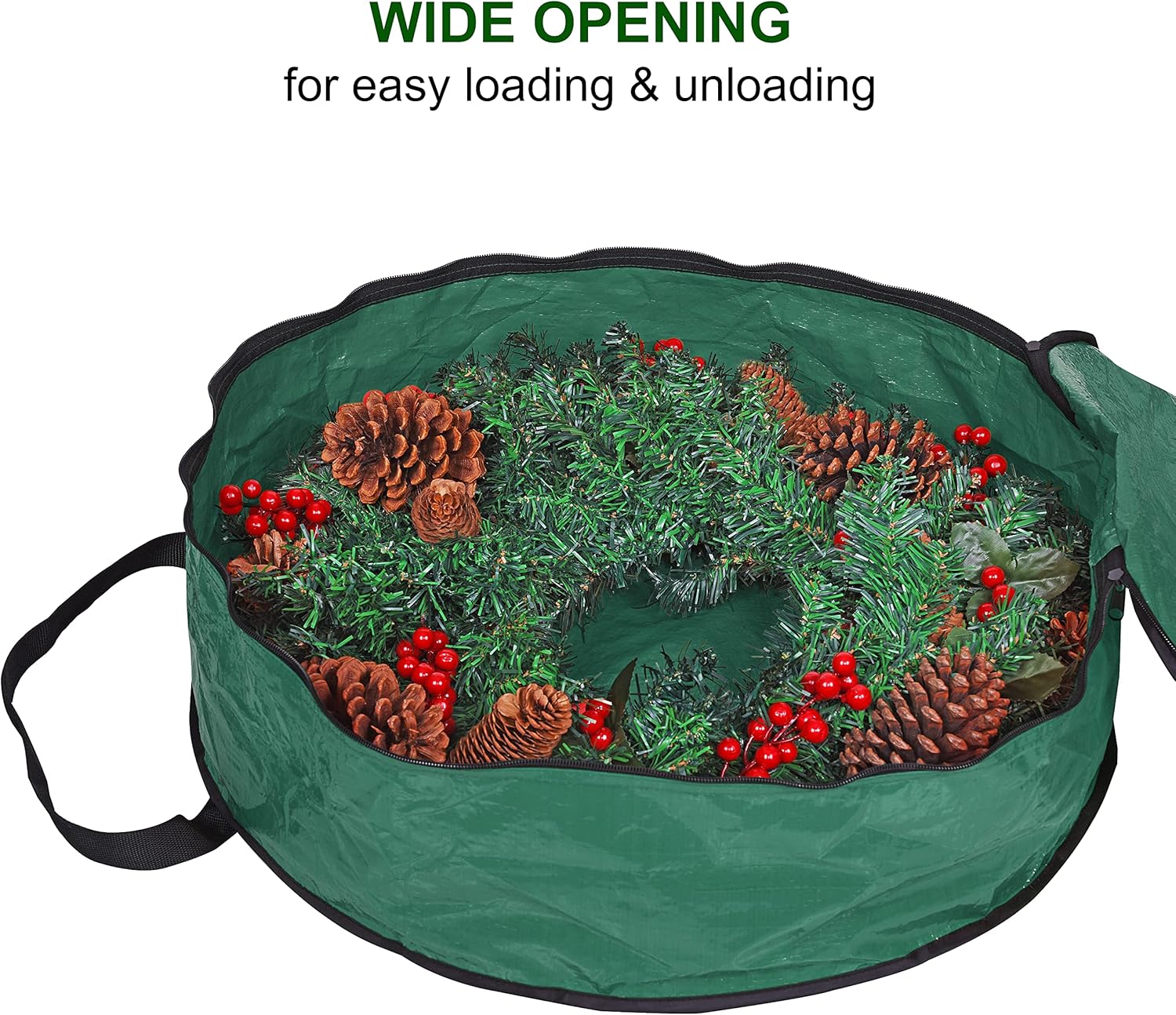 ProPik Christmas Wreath Storage Bag - 30" Tear-Resistant Holiday Container with Heavy-Duty Handles | 2 Pack, Green