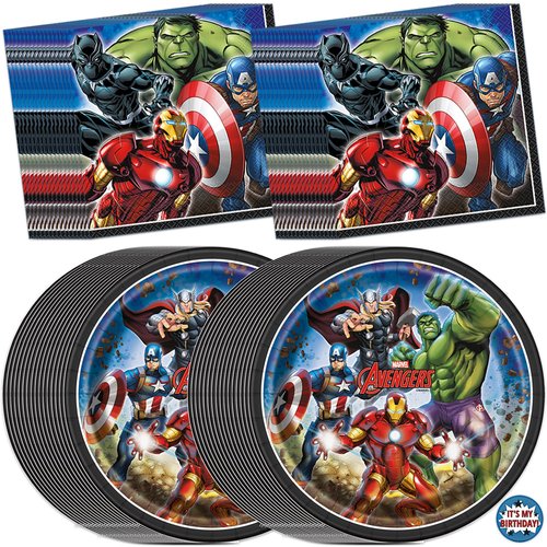 Avengers Plates and Napkins for 32 Guests | Avengers Birthday Decorations for Superhero Party | Officially Licensed