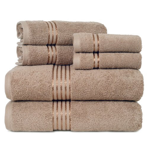 Lavish Home 6 Piece Bathroom Towels Set - 625GSM 100% Cotton Bathroom Essentials with 2 Absorbent Wash Cloths, 2 Hand Cloths, and 2 Bath Towel for Shower, Gym, Dorm and Spa (Taupe)