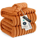 Bedsure GentleSoft California King Size Blanket - Cozy Orange Fleece Throw, 102x96 Inches