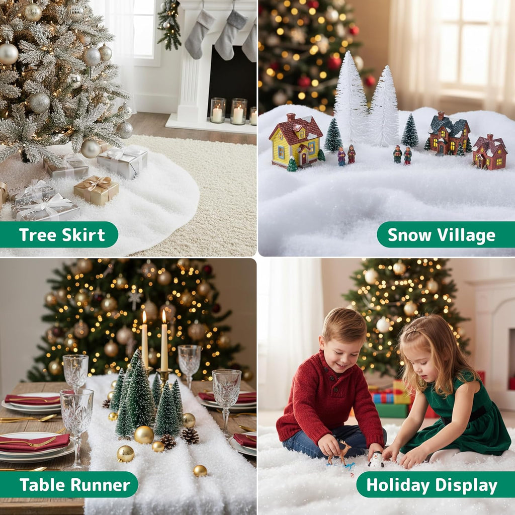 Pretex Artificial Snow Roll - Large Fluff for Christmas Village Displays | 94"x31" Thick White Blanket for Holiday Décor